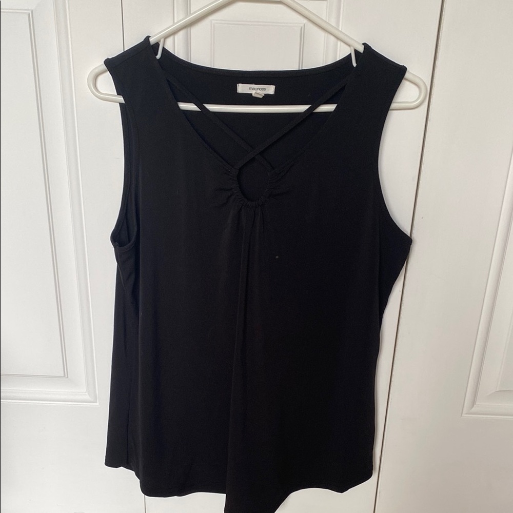 Maurices Black Criss Cross Front Tank Top